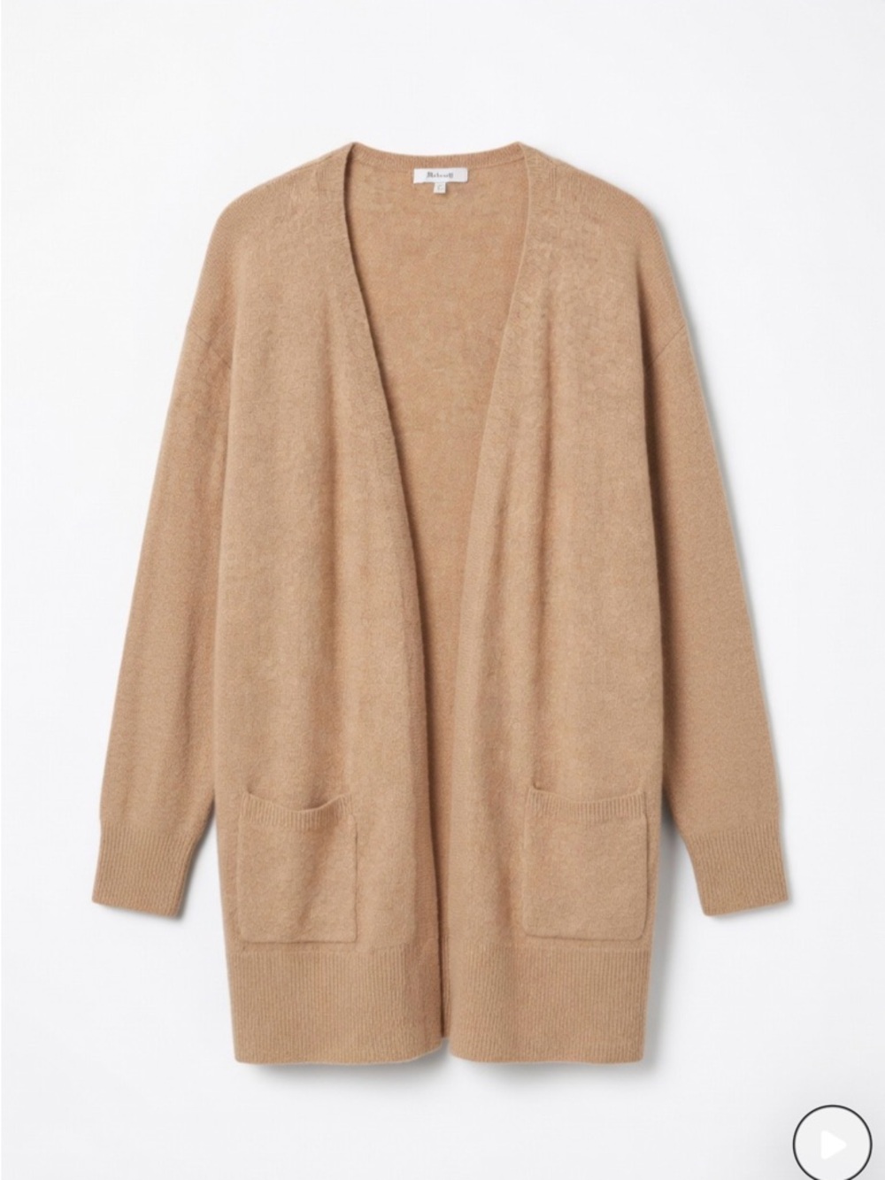Madewell Open-Front Pocket Cardigan — Camel/Tan
